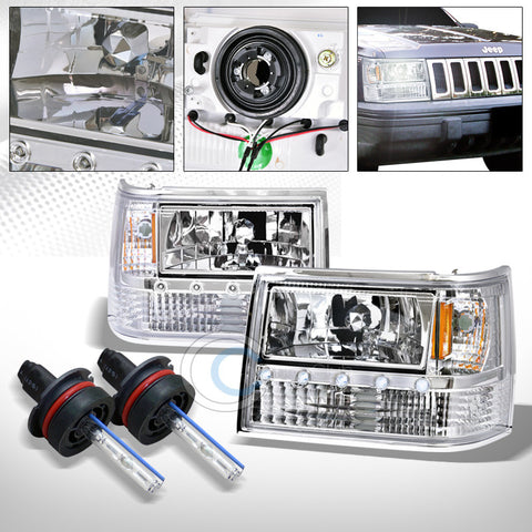 6000K HID XENON CHROME LED HEAD LIGHTS SIGNAL LAMPS AM 1993-1998 GRAND CHEROKEE