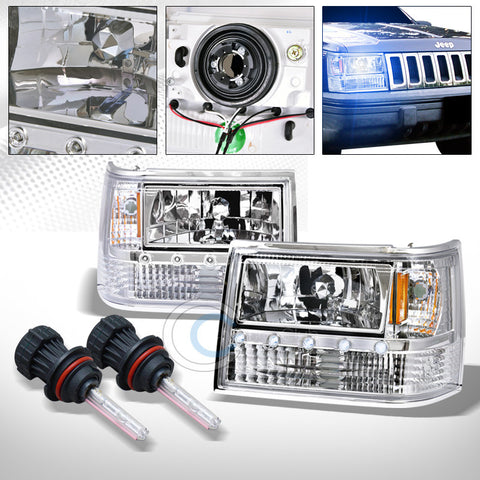 10000K HID BI-XENON EURO LED HEAD LIGHTS SIGNAL LAMP AM 1993-1998 GRAND CHEROKEE