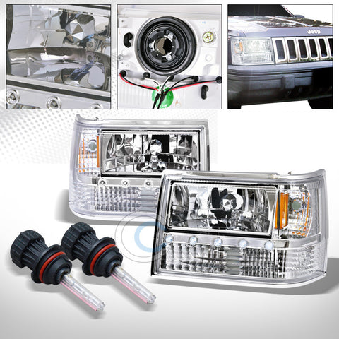 6000K HID BI-XENON EURO LED HEAD LIGHTS SIGNAL LAMPS AM 1993-1998 GRAND CHEROKEE