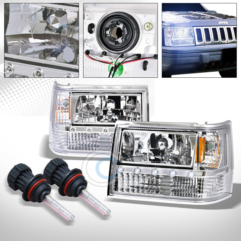 8000K HID BI-XENON EURO LED HEAD LIGHTS SIGNAL LAMPS AM 1993-1998 GRAND CHEROKEE