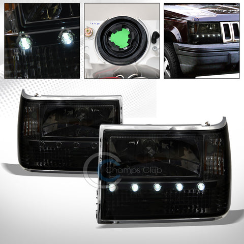 SMOKE DRL LED HEAD LIGHTS BUMPER CORNER SIGNAL A AW 1P 93-98 JEEP GRAND CHEROKEE