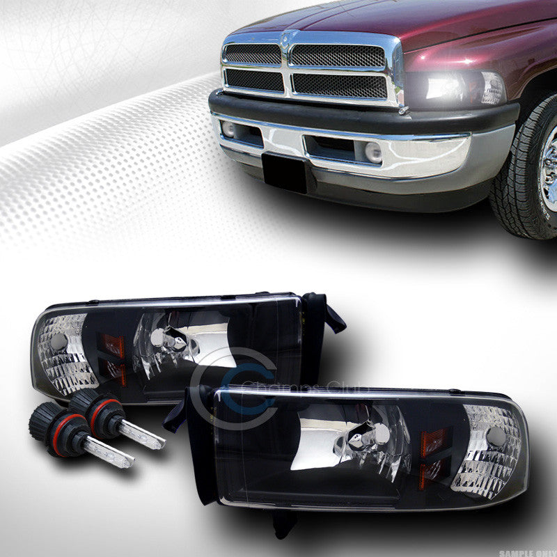 6K HID BI-XENON BLACK HEADLIGHT HEADLAMP PARKING CORNER LAMPS AM 94-02 DODGE RAM