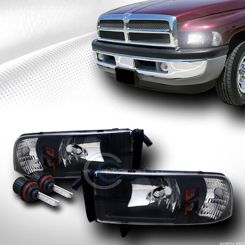 6K HID BI-XENON BLACK HEADLIGHT HEADLAMP PARKING CORNER LAMPS AM 94-02 DODGE RAM
