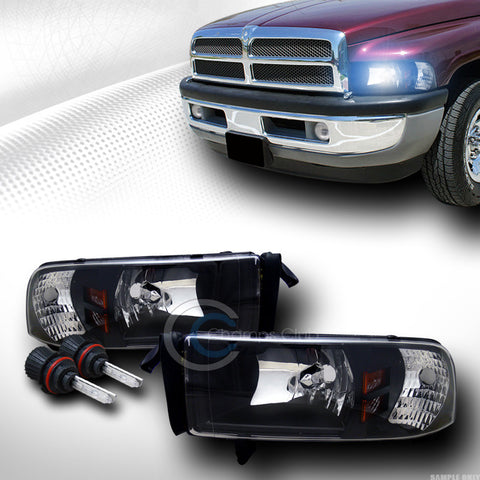 8K HID BI-XENON BLACK HEADLIGHT HEADLAMP PARKING CORNER LAMPS AM 94-02 DODGE RAM