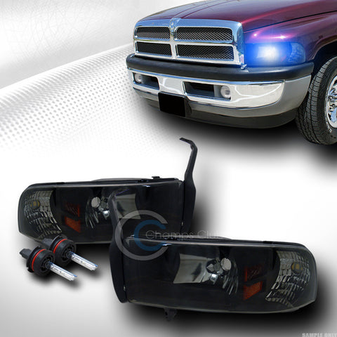 10000K HID XENON+SMOKE LENS HEAD LIGHTS+CORNER SIGNAL AM 1PC 1994-2002 DODGE RAM