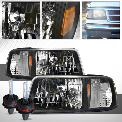 6000K HID XENON+BLK CLEAR HEAD LIGHTS CORNER SIGNAL LAMPS AMBER AW 1993+ RANGER