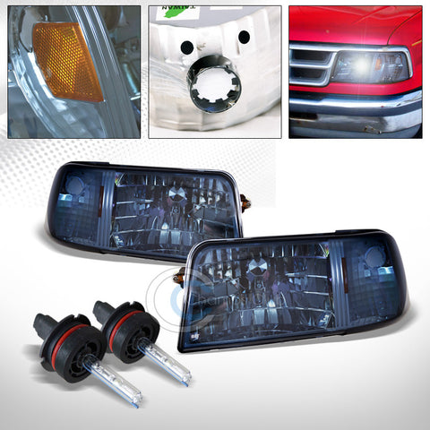6000K HID XENON+SMOKE CLEAR HEAD LIGHTS CORNER SIGNAL LAMP AMBER AW 1993+ RANGER