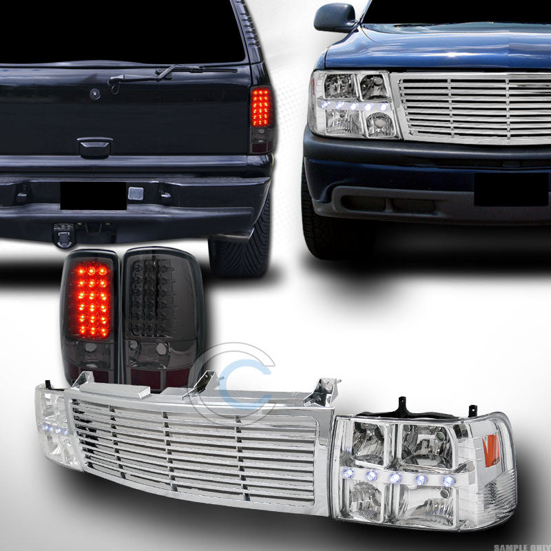 CHROME LED HEAD LIGHTS+BUMPER+GRILL GRILLE+TAIL LAMP SM 2000-2006 TAHOE/SUBURBAN