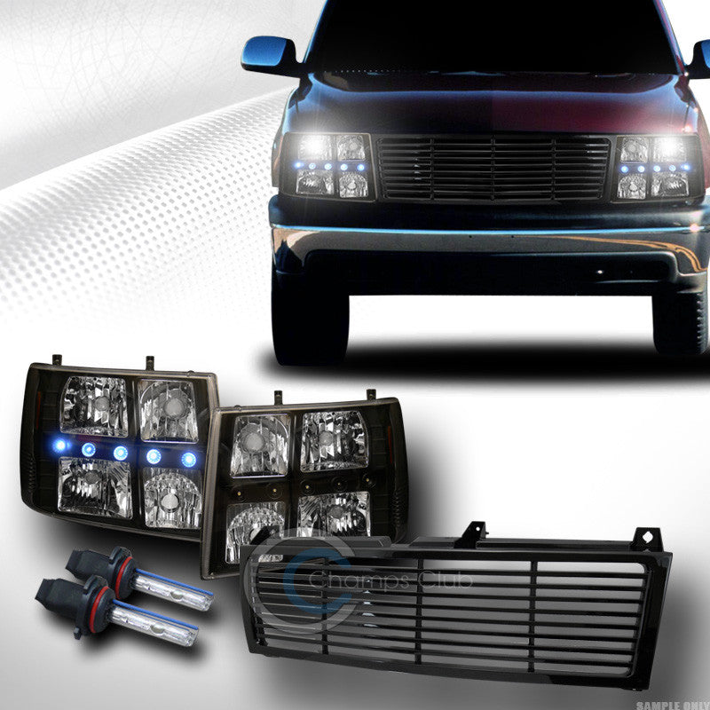 6000K HID XENON+BLK LED HEAD LIGHTS CORNER+BUMPER GRILL GRILLE 1999+ SILVERADO