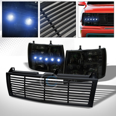 SMOKE DRL LED HEAD LIGHTS CORNER LAMPS+BUMPER GRILL GRILLE 99-06 SILVERADO SUV