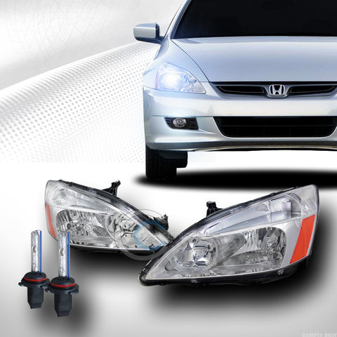 8000K HID XENON+CHROME HEAD LIGHTS SIGNAL LAMP AMBER DY 03-07 HONDA ACCORD 2D/4D