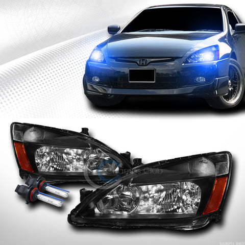 10000K HID XENON+BLACK HEAD LIGHTS SIGNAL LAMP AMBER DY 03-07 HONDA ACCORD 2D/4D