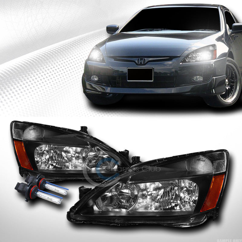 6000K HID XENON+BLACK HEAD LIGHTS SIGNAL LAMPS AMBER DY 03-07 HONDA ACCORD 2D/4D