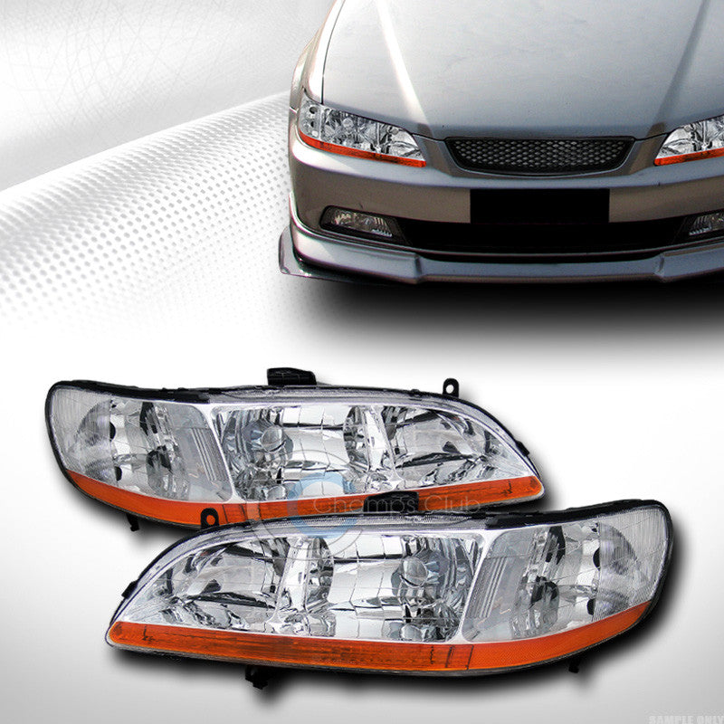 JDM CRYSTAL CLEAR LENS HEAD LIGHTS LAMPS AMBER SIGNAL V2 DY 98-02 HONDA ACCORD