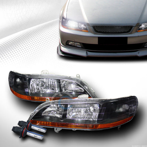 6000K HID XENON BLK HEAD LIGHTS LAMP SIGNAL AMBER V2 98-02 HONDA ACCORD 2DR/4DR