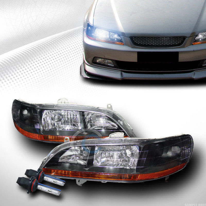 8000K HID XENON BLK HEAD LIGHTS LAMP SIGNAL AMBER V2 98-02 HONDA ACCORD 2DR/4DR