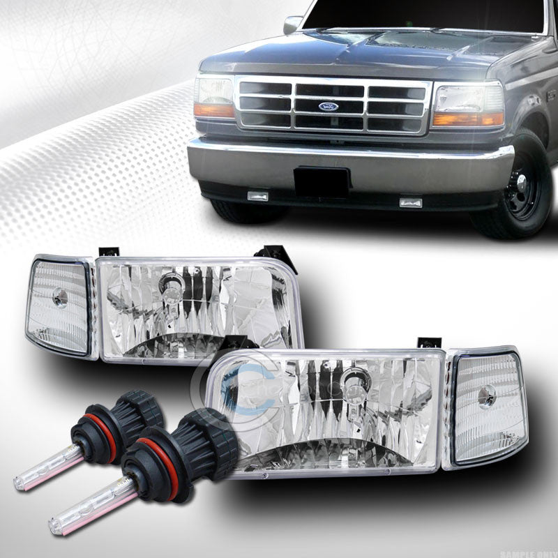 6000K HID BI-XENON+CHROME HEAD LIGHTS w/SIGNAL CORNER DY 92-96 F150/F250/BRONCO