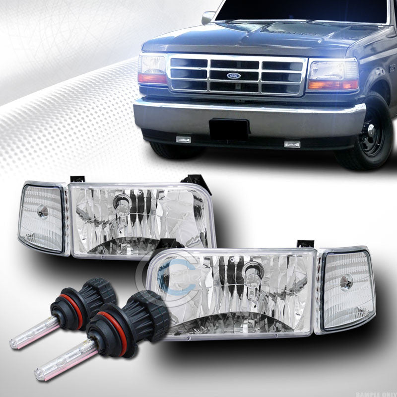 8000K HID BI-XENON+CHROME HEAD LIGHTS w/SIGNAL CORNER DY 92-96 F150/F250/BRONCO