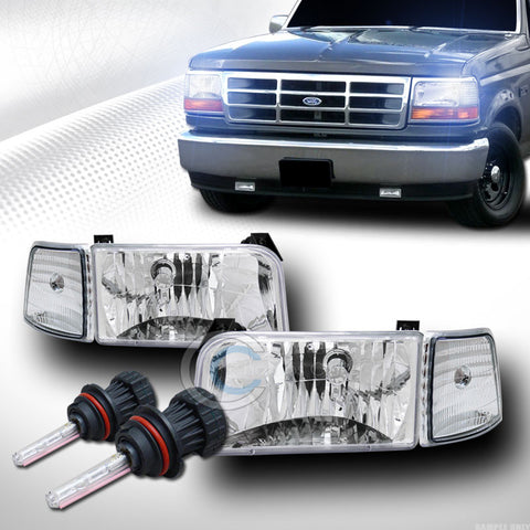 8000K HID BI-XENON+CHROME HEAD LIGHTS w/SIGNAL CORNER DY 92-96 F150/F250/BRONCO