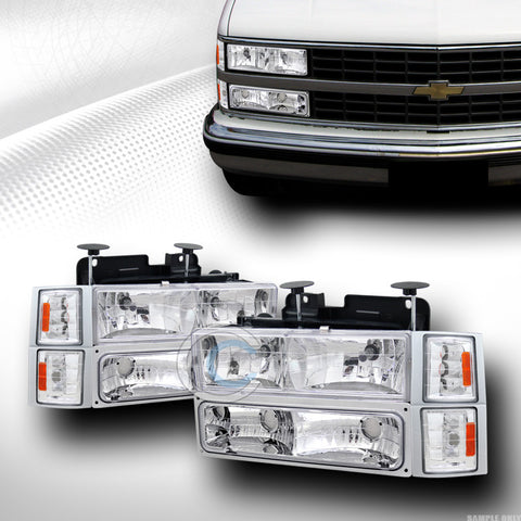CHROME HEAD LIGHTS DY W/SIGNAL BUMPER DY+CORNER AM K2 94-00 CHEVY C10 C/K TRUCK