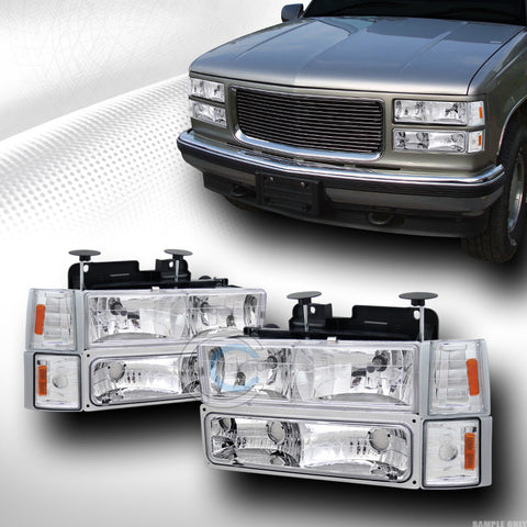 CHROME HEAD LIGHTS DY W/SIGNAL BUMPER DY+CORNER AMBER K2 94-00 GMC C10 C/K TRUCK