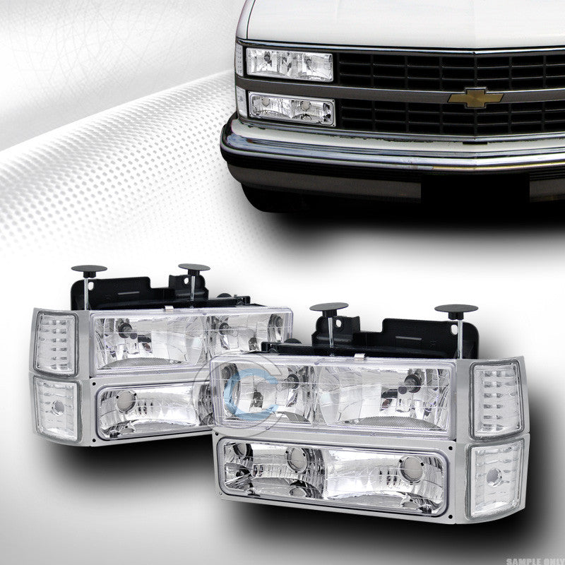 CHROME HEAD LIGHTS DY W/SIGNAL BUMPER DY+CORNER YD 94-00 CHEVY C10 C/K TRUCK SUV