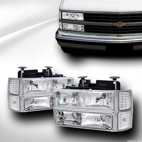 CHROME HEAD LIGHTS DY W/SIGNAL BUMPER DY+CORNER YD 94-00 CHEVY C10 C/K TRUCK SUV