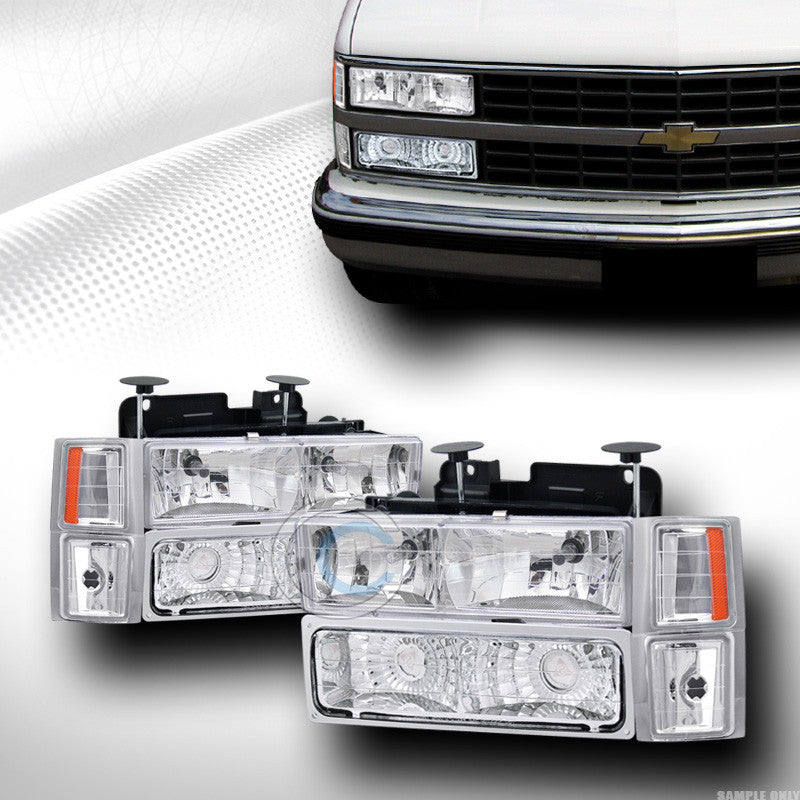 CHROME HEAD LIGHTS DY W/SIGNAL BUMPER YD+CORNER AM DY 94-00 CHEVY C10 C/K TRUCK