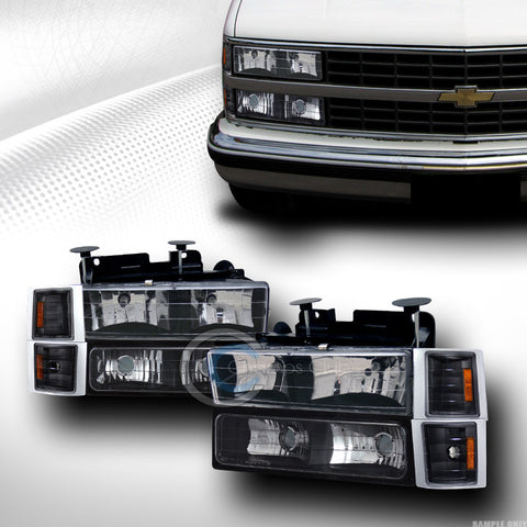 BLACK HEAD LIGHTS DY W/SIGNAL BUMPER DY+CORNER AMBER K2 94-00 CHEVY C10 CK TRUCK