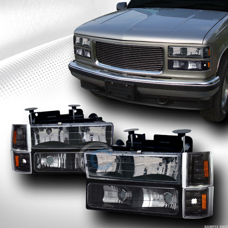 BLK HEAD LIGHTS DY W/SIGNAL BUMPER DY+CORNER LAMPS AM K2 94-00 GMC C10 TRUCK/SUV