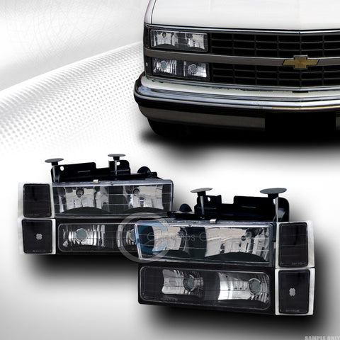 BLACK HEAD LIGHTS DY W/SIGNAL BUMPER DY+CORNER LAMPS YD 94-00 CHEVY C10 CK TRUCK