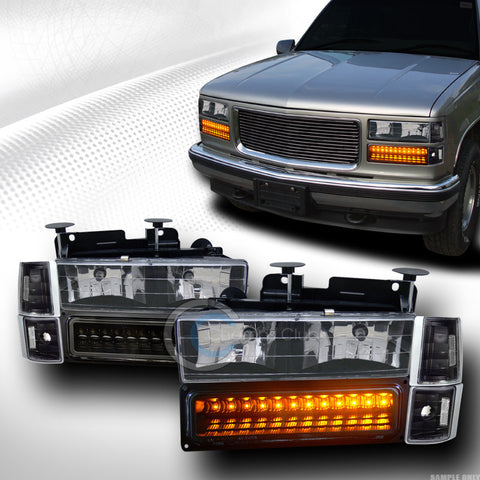 BLK HEAD LIGHTS DY+LED BUMPER KS+CORNER K2 94-00 GMC C10 CK C/K PICKUP TRUCK SUV