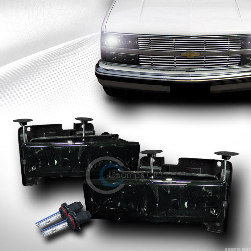6000K HID XENON+SMOKE HEAD LIGHTS LAMPS DY 88-00 CHEVY/GMC C10 CK C/K TRUCK SUV