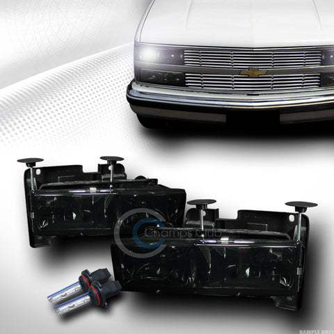 6000K HID XENON+SMOKE HEAD LIGHTS LAMPS DY 88-00 CHEVY/GMC C10 CK C/K TRUCK SUV