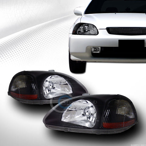 FACTORY BLACK CRYSTAL HEAD LIGHTS LAMPS SIGNAL AMBER DY 96-98 HONDA CIVIC EK EJ