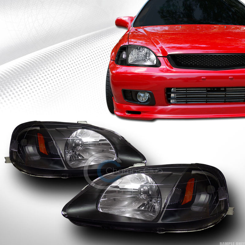 JDM CRYSTAL BLACK HEAD LIGHTS LAMPS SIGNAL LEFT+RIGHT AMBER DY 99-00 HONDA CIVIC