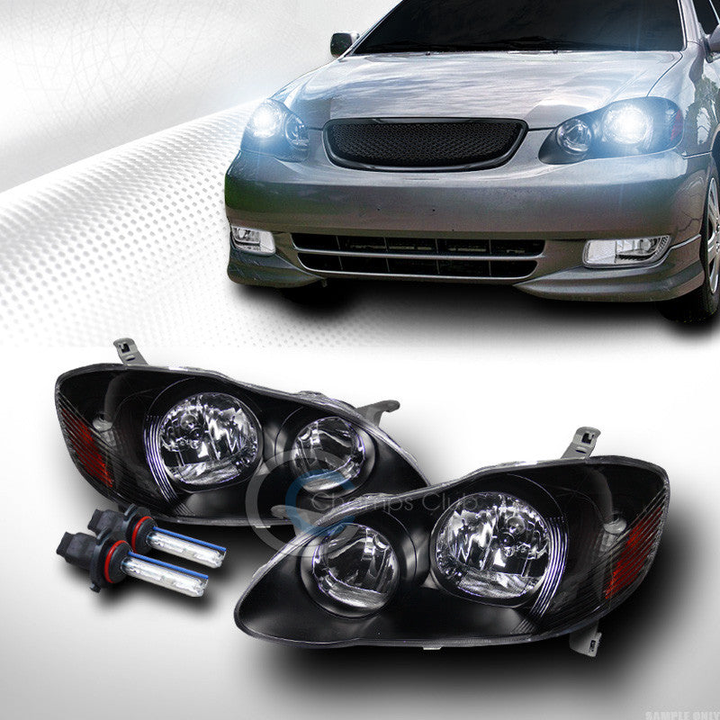 8000K HID XENON+BLK CRYSTAL HEAD LIGHTS SIGNAL LAMPS AMBER 03-08 TOYOTA COROLLA