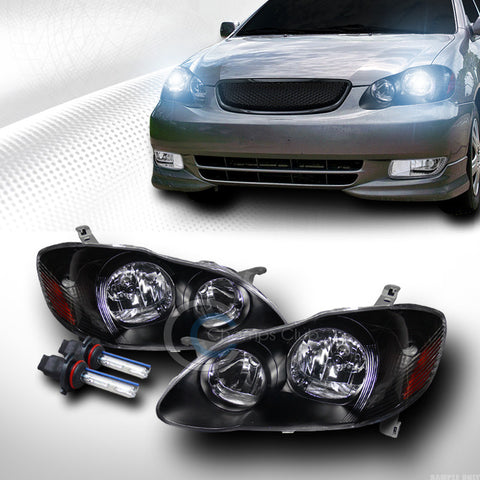 8000K HID XENON+BLK CRYSTAL HEAD LIGHTS SIGNAL LAMPS AMBER 03-08 TOYOTA COROLLA