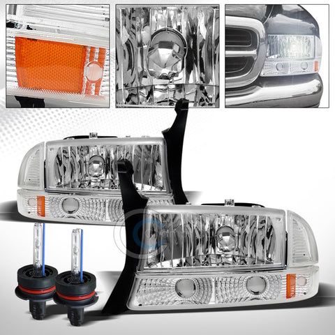 6000K HID XENON+CHROME HEAD LIGHTS+CORNER BUMPER LAMP AM DY 97-04 DAKOTA/DURANGO