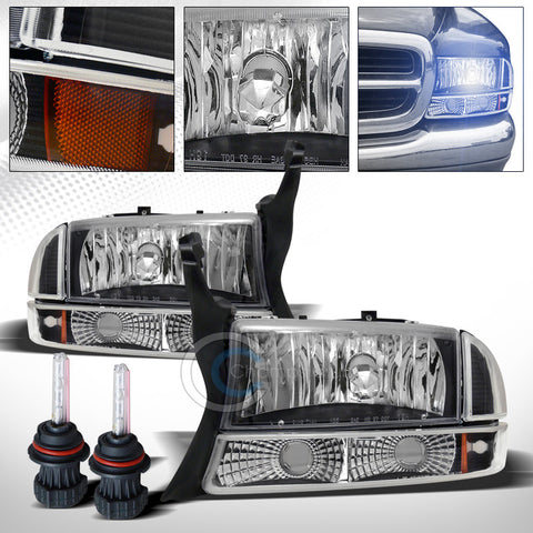 8000K HID BI-XENON+BLK HEAD LIGHTS+CORNER BUMPER LAMP AM DY 97-04 DAKOTA/DURANGO
