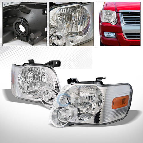 FACTORY CHROME CRYSTAL HEAD LIGHTS SIGNAL LAMPS AM DY 06-10 EXPLORER/07-10 SPORT