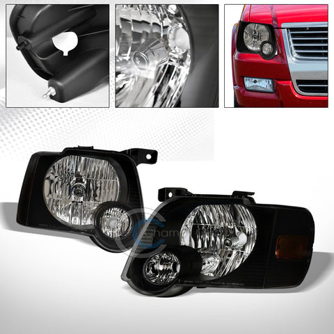 FACTORY BLK CRYSTAL HEAD LIGHTS SIGNAL LAMPS AM DY 06-10 EXPLORER/07+ SPORT TRAC