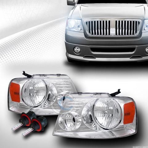 8000K HID BI-XENON+EURO CHROME HEAD LIGHTS SIGNAL LAMPS AMBER DY 04-08 FORD F150