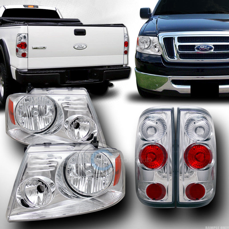 CHROME HEAD LIGHTS SIGNAL AMBER+ALTEZZA TAIL LAMPS JY 04-08 FORD F150 STYLESIDE