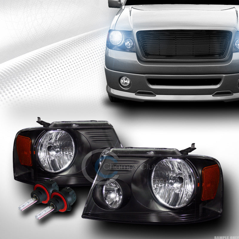 8000K HID BI-XENON BLK CRYSTAL HEAD LIGHTS LAMPS SIGNAL AMBER DY 04-08 FORD F150