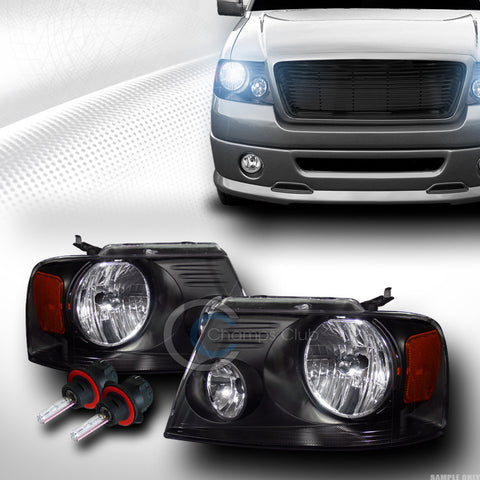 8000K HID BI-XENON BLK CRYSTAL HEAD LIGHTS LAMPS SIGNAL AMBER DY 04-08 FORD F150
