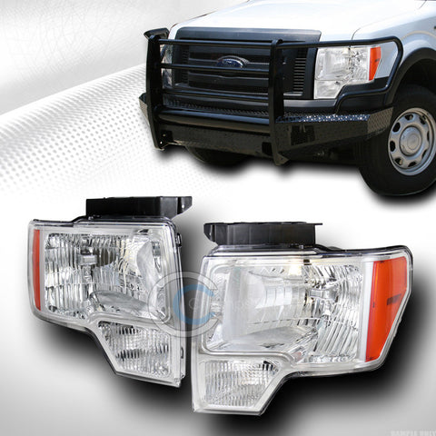 CRYSTAL CHROME HEAD LIGHTS LAMP SIGNAL AMBER LEFT+RIGHT DY 09-14 FORD F150 TRUCK