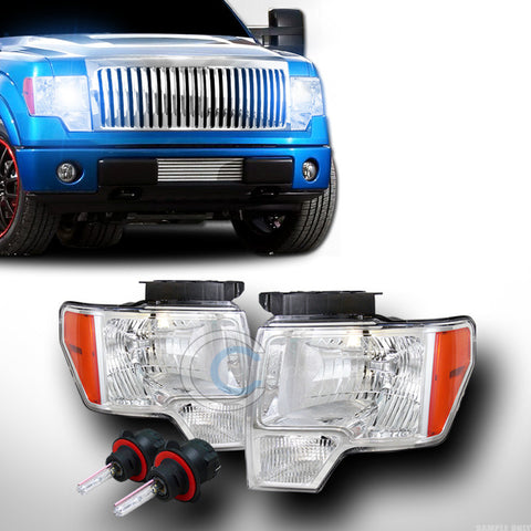 8000K HID BI-XENON CRYSTAL CHROME HEAD LIGHTS SIGNAL AMBER DY 09-13 14 FORD F150