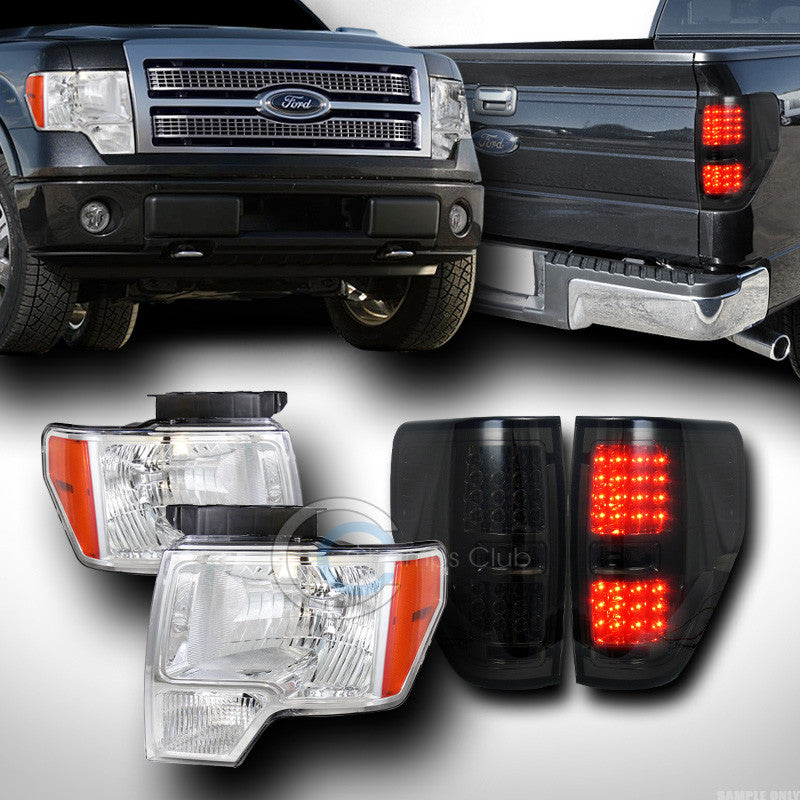 CHROME HEAD LIGHTS SIGNAL AMBER DY+LED REAR BRAKE TAIL SMOKE JY 09-14 FORD F150