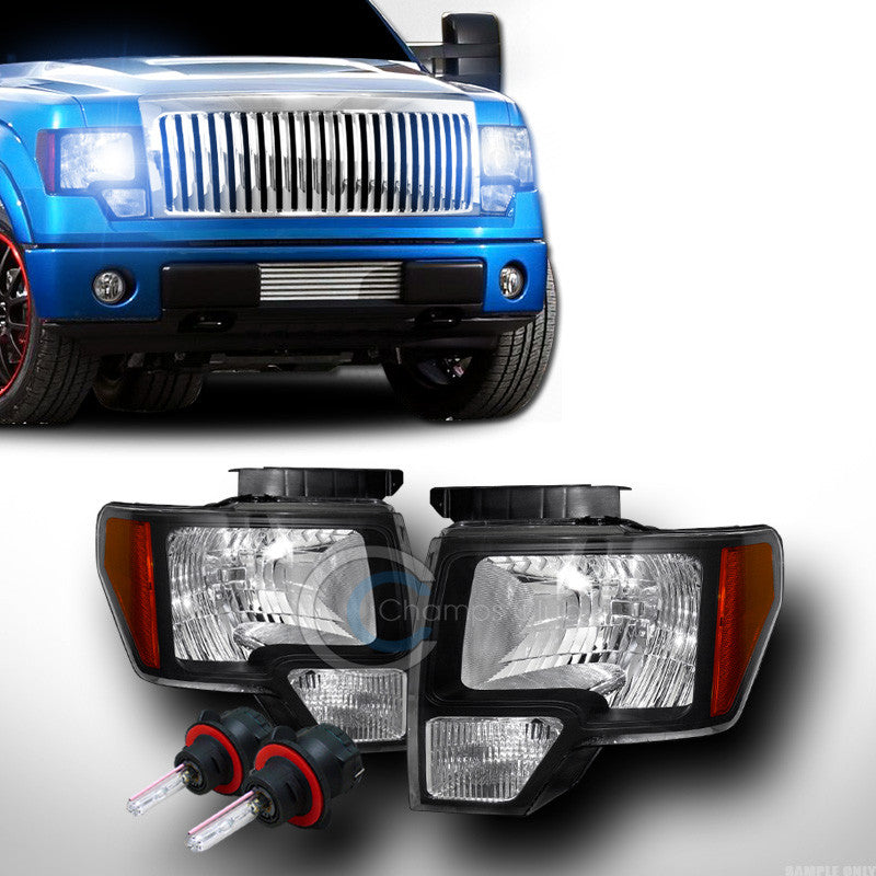 8000K HID BI-XENON CRYSTAL BLK HEAD LIGHTS SIGNAL AMBER DY 09-14 FORD F150 TRUCK